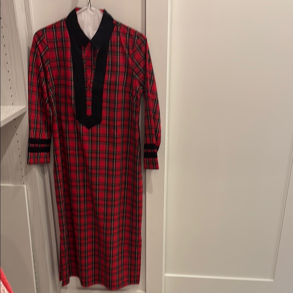 Sail to Sable Red Tartan plaid Maxi Long Sleeve Dress-size L